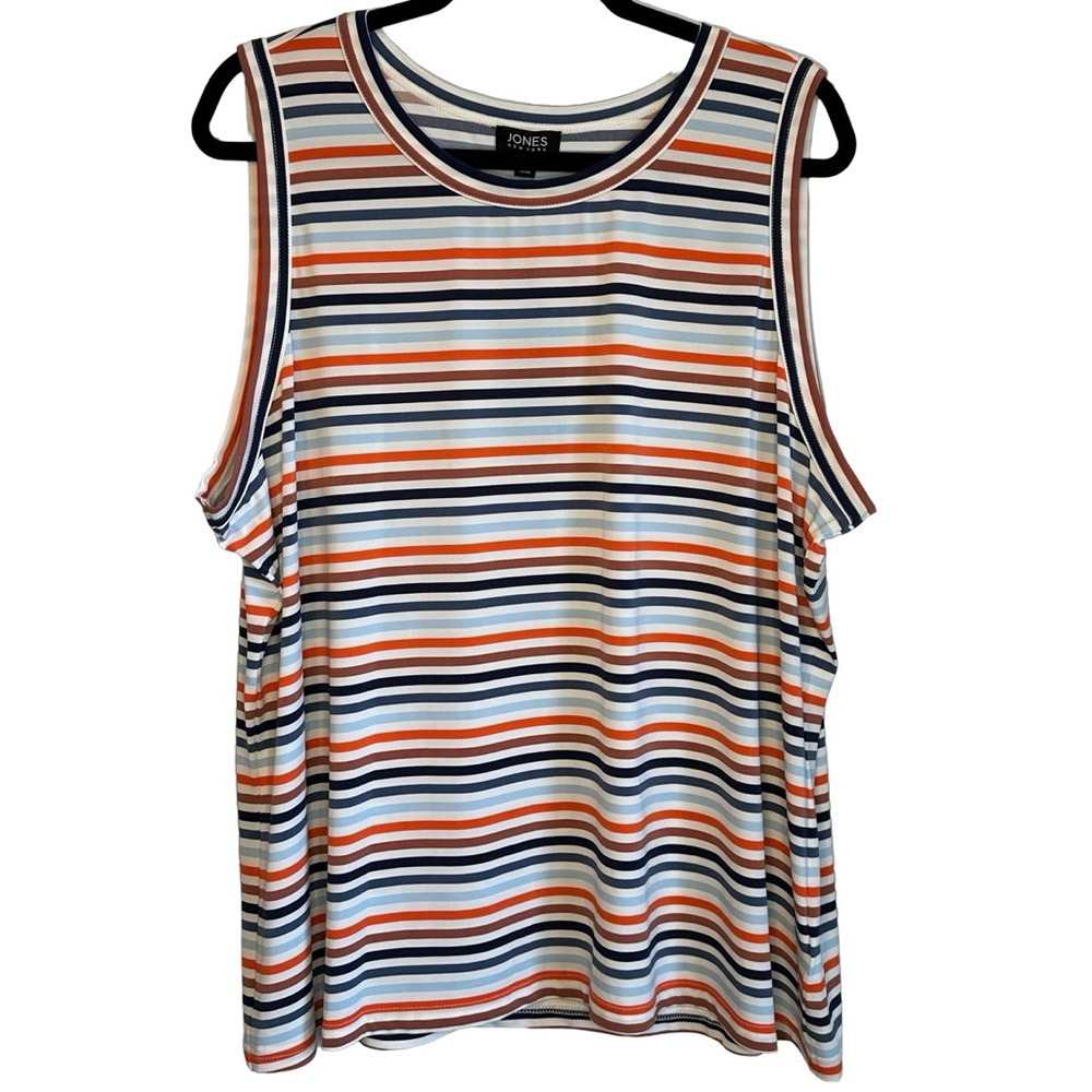 JONES New York NWT Women's Plus Multicolor Striped Sleeveless Tank Top Size 3X